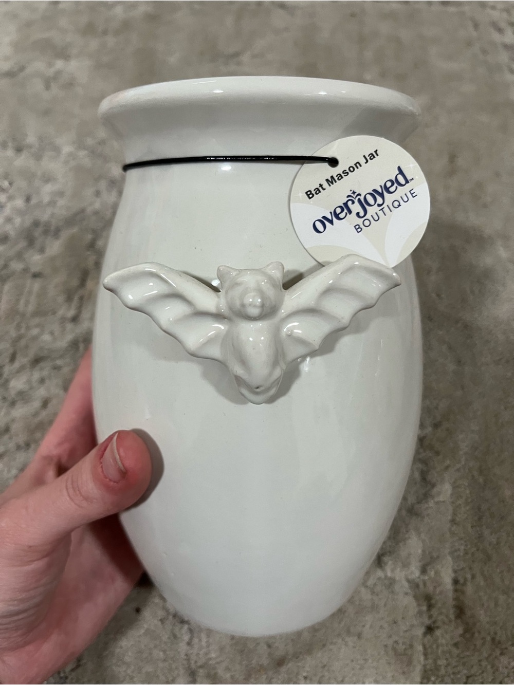 White Ceramic Bat Mason Jar